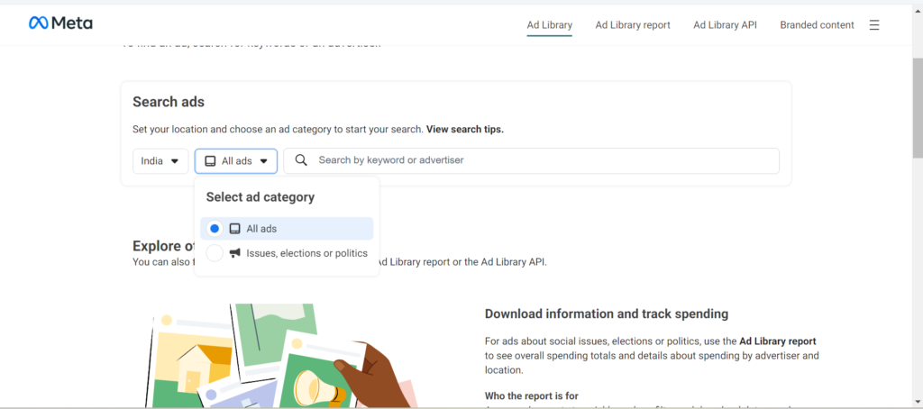How to use meta ads library