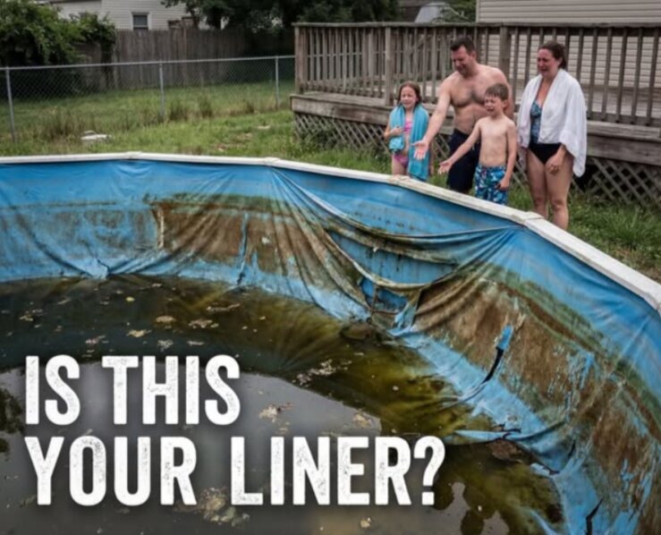 dirty swimming pool
green algae pool
unclean above-ground pool
neglected backyard pool
pool cleaning problem