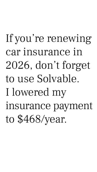 car insurance renewal 2026
car insurance savings
lower insurance payment
affordable car insurance
insurance renewal
car insurance cost
save money on car insurance
annual insurance payment
$468 car insurance
Solvable car insurance
car insurance discount